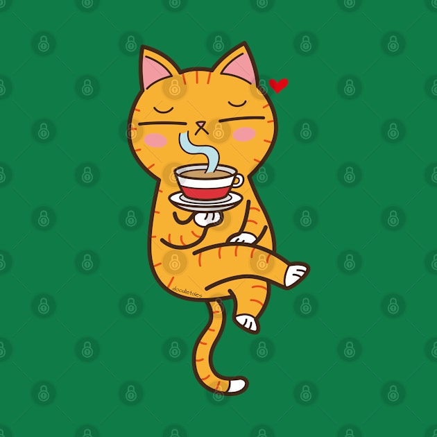 Coffee loving cat (Orange version) by doodletales