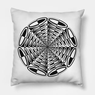 Circle Pop Mandala - Intricate Black and White Digital Illustration, Vibrant and Eye-catching Design, Perfect gift idea for printing on shirts, wall art, home decor, stationary, phone cases and more. Pillow