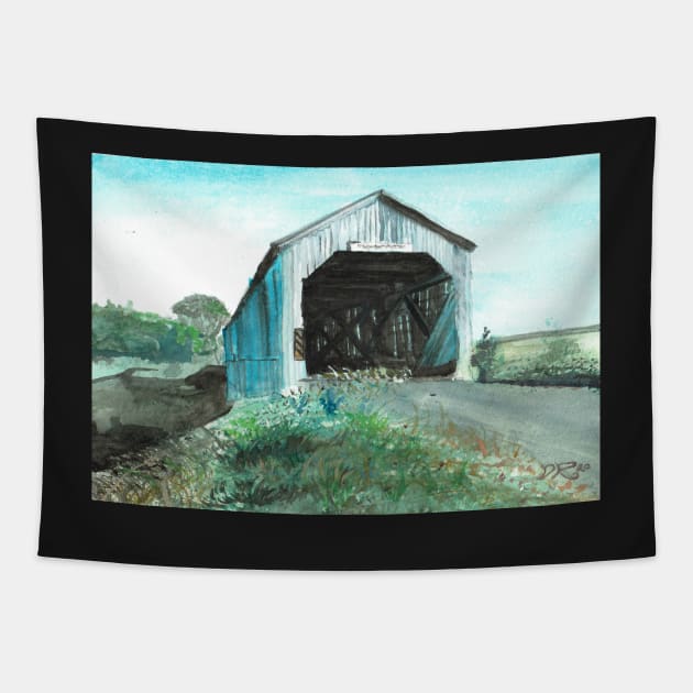 Sawmill Creek Covered Bridge Tapestry by DureallFineArt