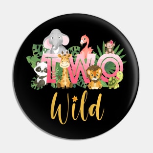 Safari Floral Zoo Animal Two Wild Girls 2nd Birthday Party Pin