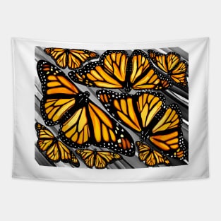 Beautiful monarch butterflies on muted grey background Tapestry