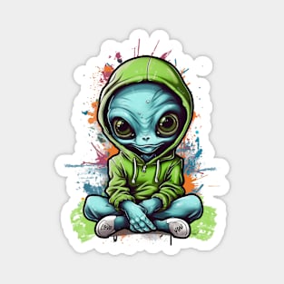 Cool Alien with a Hooded Pullover design #1 Magnet