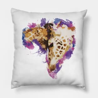 Cute Giraffe Love Baby Animal Watercolor Painting Pillow