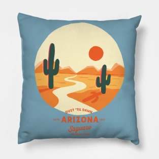 Cool Retro Saguaro National Park, Arizona Summer Travel & Adventure Art Pillow