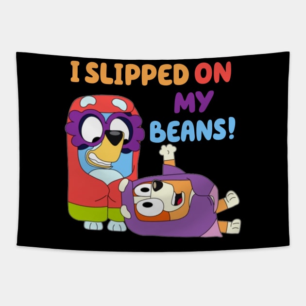 i slipped on my beans Tapestry by Quikerart