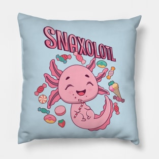 Snaxolotl pun design Pillow