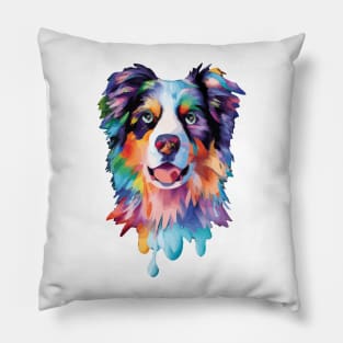 Colourful Australian Shepherd Dog Pillow