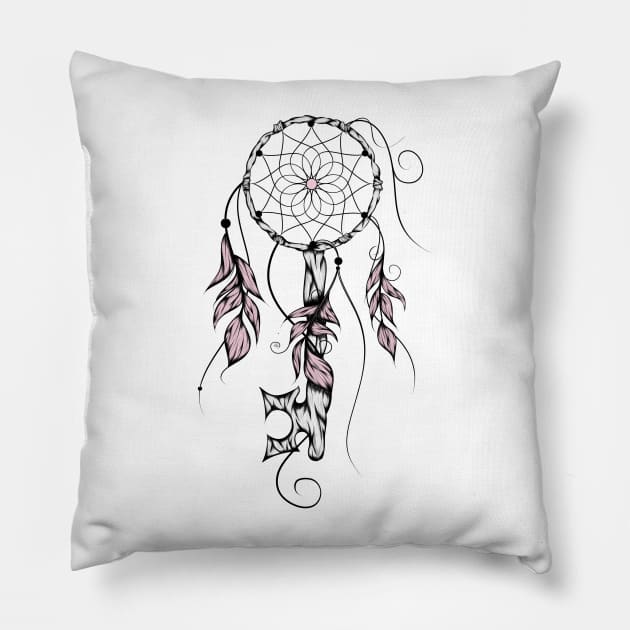 Poetic Key Of Dreams Pink Pillow by LouJah69