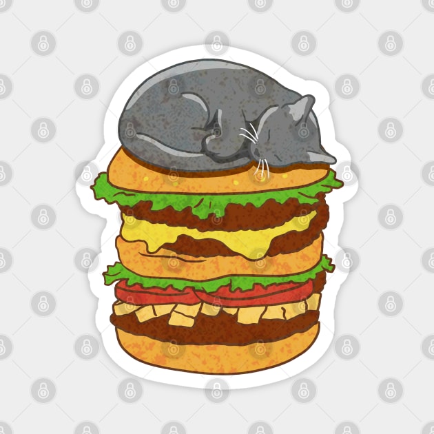 Burger Cat - grey Magnet by CCDesign