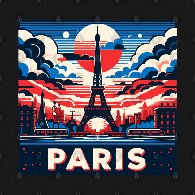 Paris Travel Retro Poster by TomFrontierArt