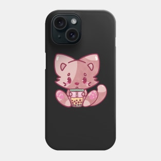 Cat bubble tea kawaii cute adorable chibi hand painted Phone Case