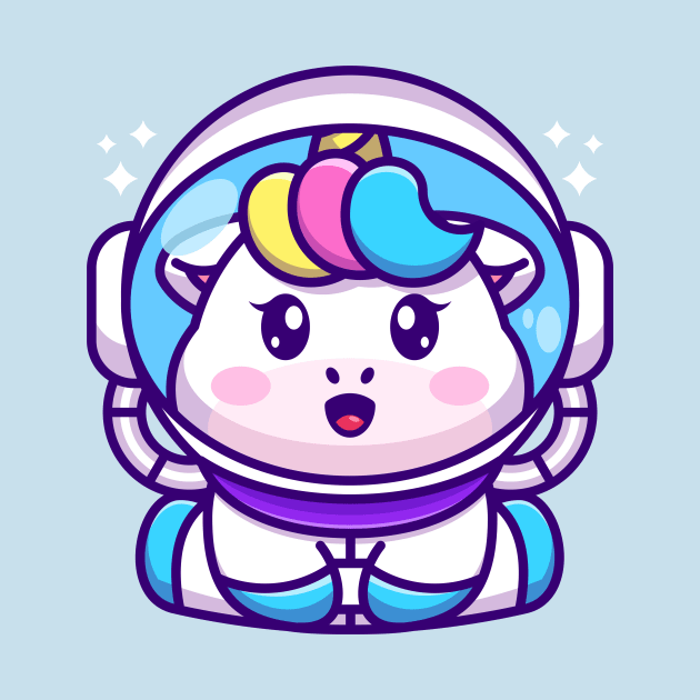 Cute baby unicorn wearing an astronaut suit, cartoon character by Wawadzgnstuff