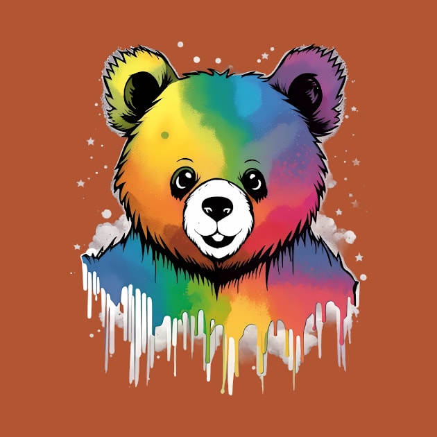 Charming Rainbow Bear Grunge by trubble