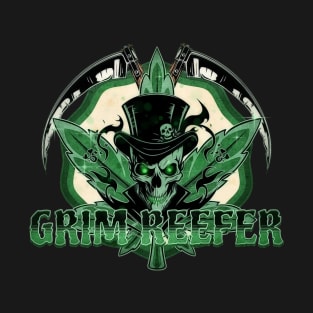 420 Grim Reefer Badge Logo Design T-Shirt