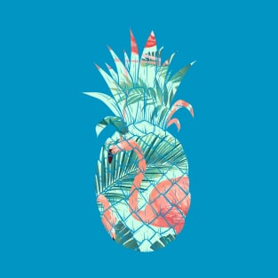 Flamingo Pattern Pineapple T-Shirt