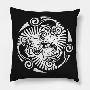 Sleeping kittens in celtic style, white Pillow