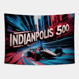 retro vintage poster indianapolis 500 Tapestry