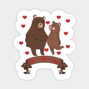 Happy Valentines day -Valentines Bear You + Me = Love Magnet