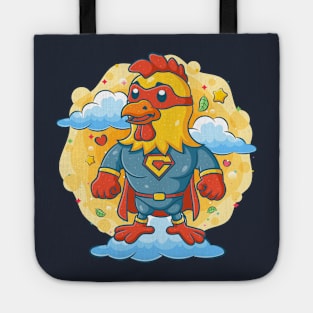 Rooster wearing superheroes costume Tote