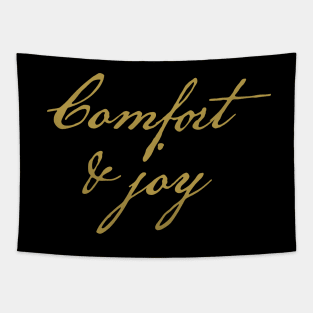 Gold Christmas Comfort and Joy Typography Tapestry