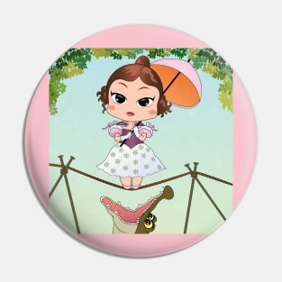 Chibi haunted mansion streching portraits tightrope walker girl Pin