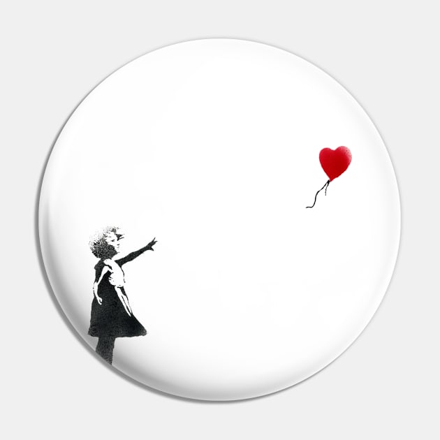 Banksy Girl With Red Balloon Pin by foozler