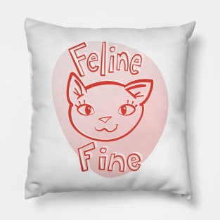 Feline Fine Kitty Cat pink variant Pillow