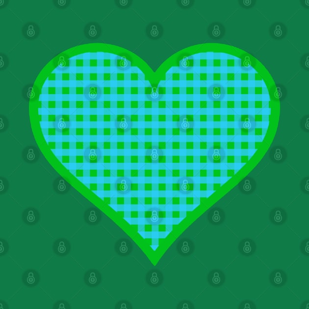 Green and Blue Gingham Heart by bumblefuzzies