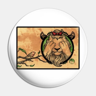 The Cowardly Lion and Little Bird - Black Outlined Version Pin