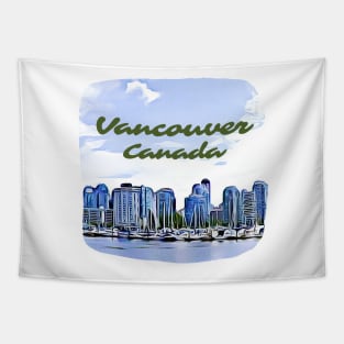 Vancouver Canada Skyline Painting Tapestry