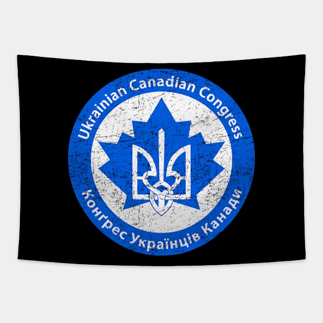 Vintage Logo Ukrainian Canadian Congress, Retro Tapestry by Vladimir Zevenckih