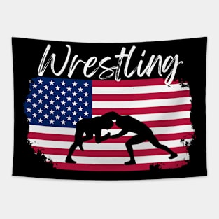 Wrestling USA Flag Tapestry