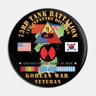 73rd Tank Battalion, 7th Infantry Div - VS NK - China, Korean War w Korea Map Green  X 300 Pin