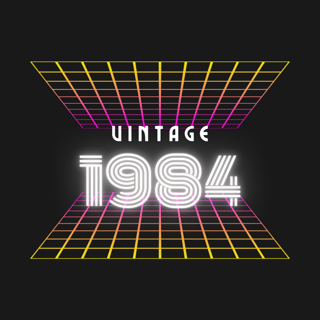 Vintage 1984 Birthday Shirt 80s Grid by Blue Raccoon Creative
