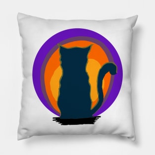 Cat Looking At Sunset Pillow