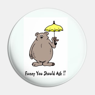 Comic Animation Abstract Bear with an Umbrella Pop Art Print Pin