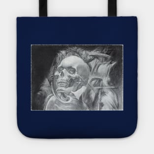 Mystical Caribbean Pirate Skull - Black and White Art Tote