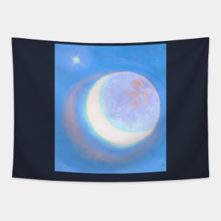 glowing crescent moon Tapestry