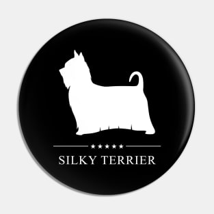 Silky Terrier Dog White Silhouette Pin