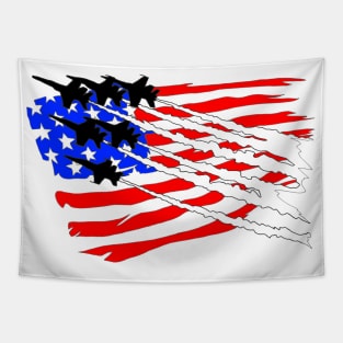 F18 Hornets flyover American Flag V2 Tapestry