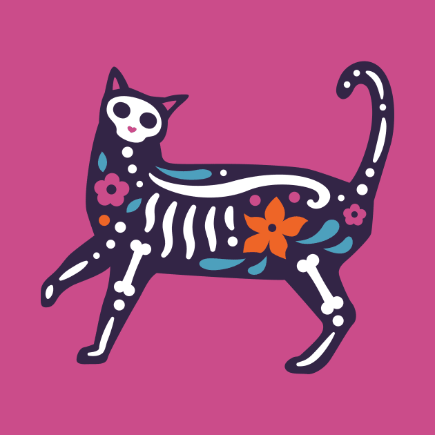 Colorful Day of the Dead Cat | Dia de los Muertos Gato by SLAG_Creative