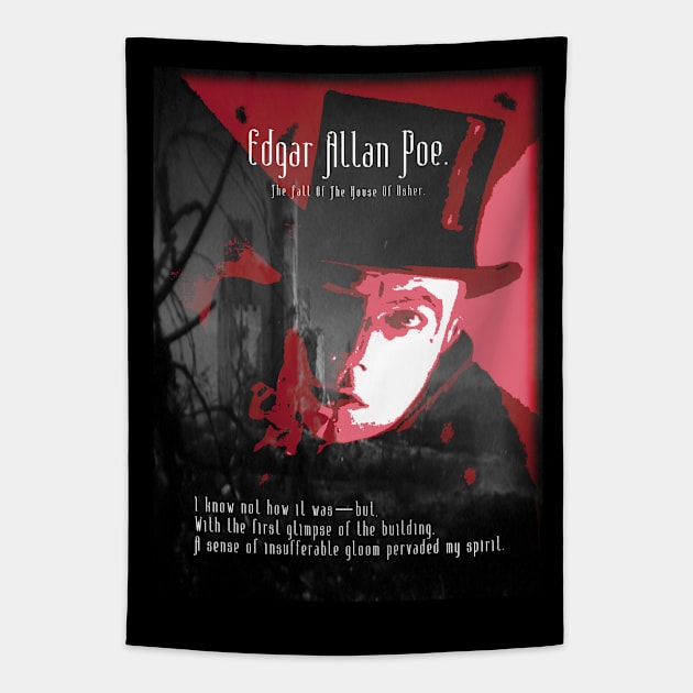 Fall Of The House Of Usher - Edgar Allan Poe - Red. Tapestry by OriginalDarkPoetry