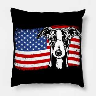 Proud Whippet American Flag patriotic dog Pillow