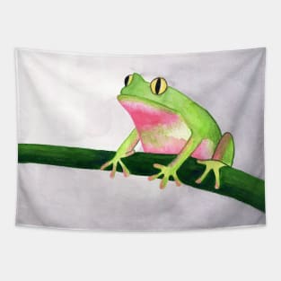 Cuttle little frog on a branch Tapestry