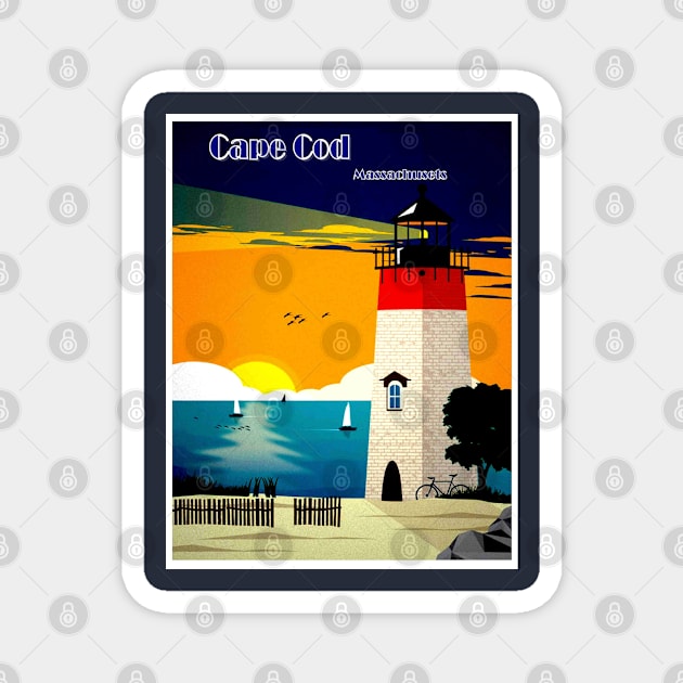 Cape Cod Lighthouse Travel and Tourism Advertising Print Magnet by posterbobs