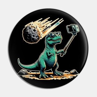 Dinosaur T-Rex Selfie Photo Asteroid Novelty Funny Dinosaur Pin