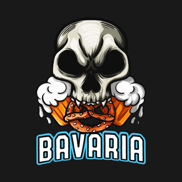 Bavaria Skull Pretzel Oktoberfest Germany Fun by Foxxy Merch