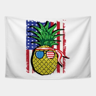 4th of July Pineapple American Flag Independence USA Patriotic Tapestry