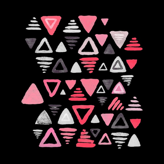 Summer Melon Hot Pink Triangles on Grey by micklyn