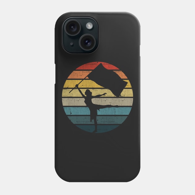 Colour Guard Silhouette On A Distressed Retro Sunset product Phone Case by theodoros20